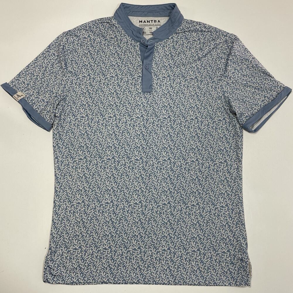 Mantra Golf Catalyst Performance Polo Coral Print Recycled Men’s Medium Blue
